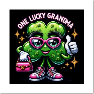 One Lucky Grandma Funny Cute Shamrock Luck St Patrick's Day St Paddy's Day Irish Clover Posters and Art